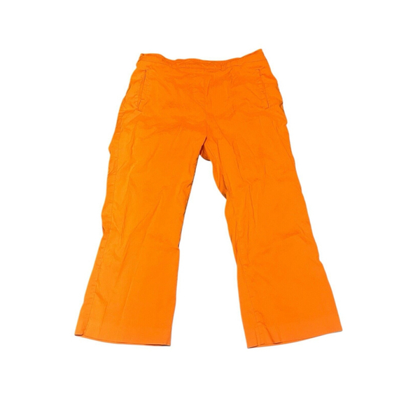 Anthropologie Cartonnier Crop Wide Leg Linen Pants Womens Medium‎ Pull On Orange - Picture 1 of 7